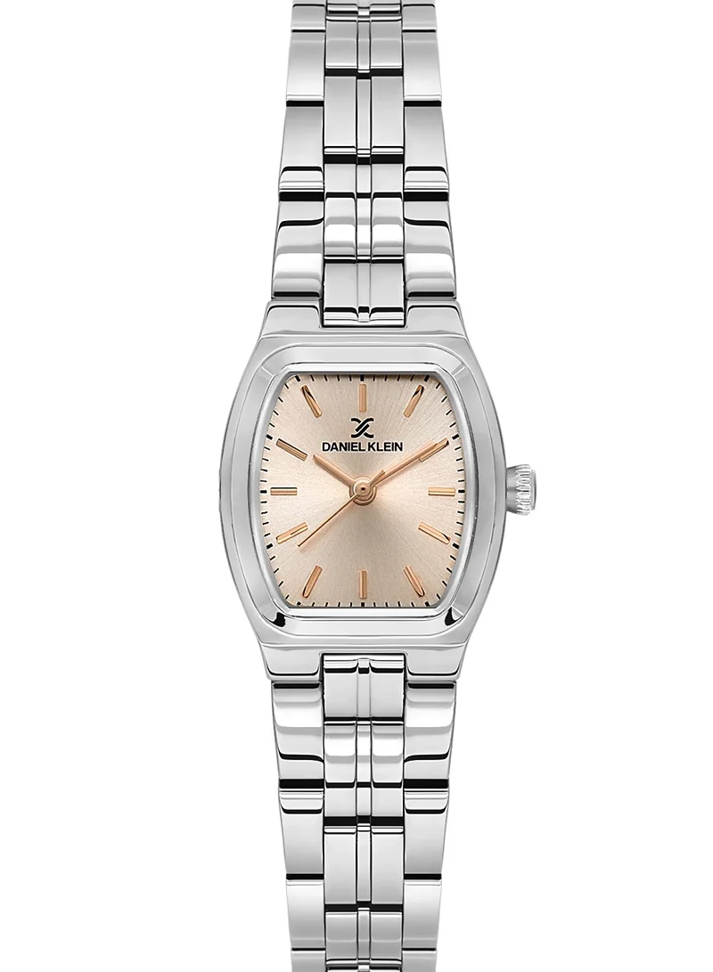 DANIEL KLEIN Women's Stainless Steel Silver Alloy Case Analog Rose Gold Square Sunray Dial Japanese Quartz Premium 30 Meters Water Resistant